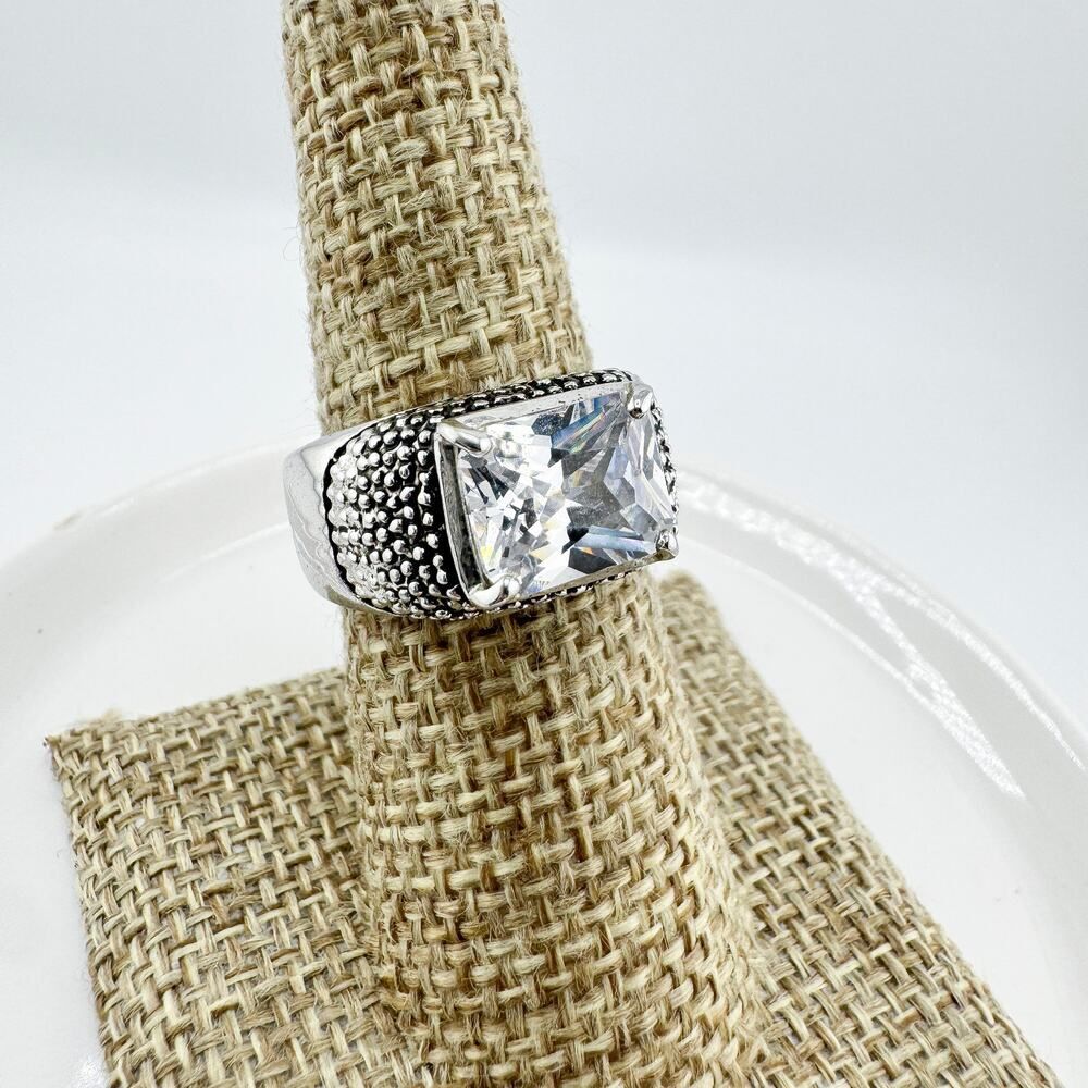 Vintage Textured Rectangle Statement Ring Chunky … - image 3